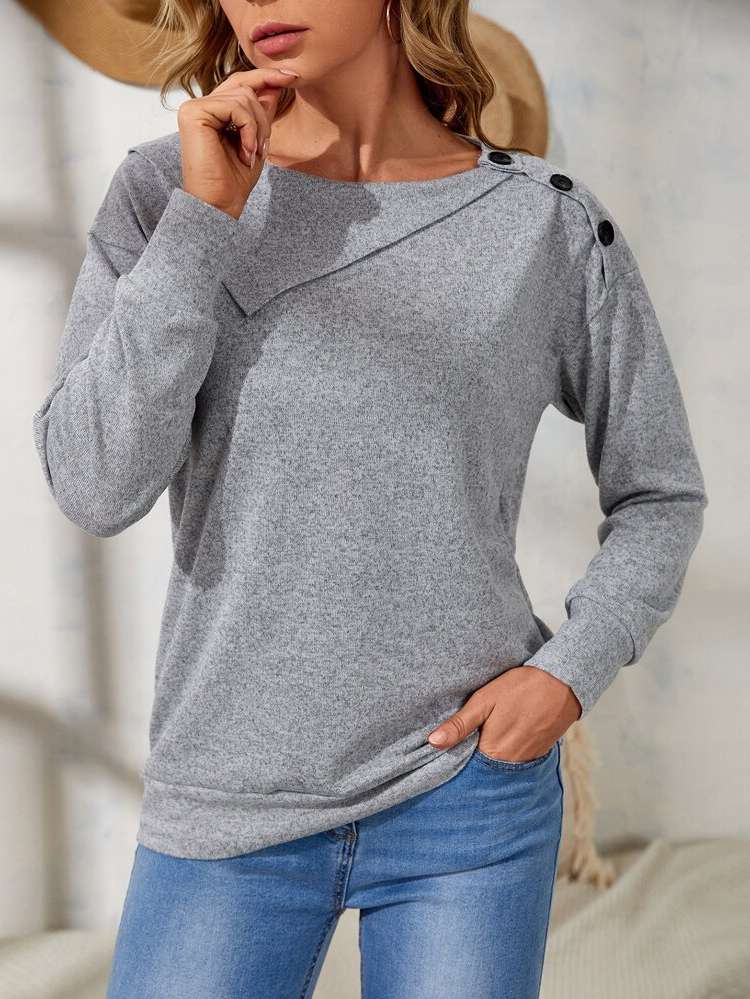 Regular Fit Long Plain Women Sweatshirts 442