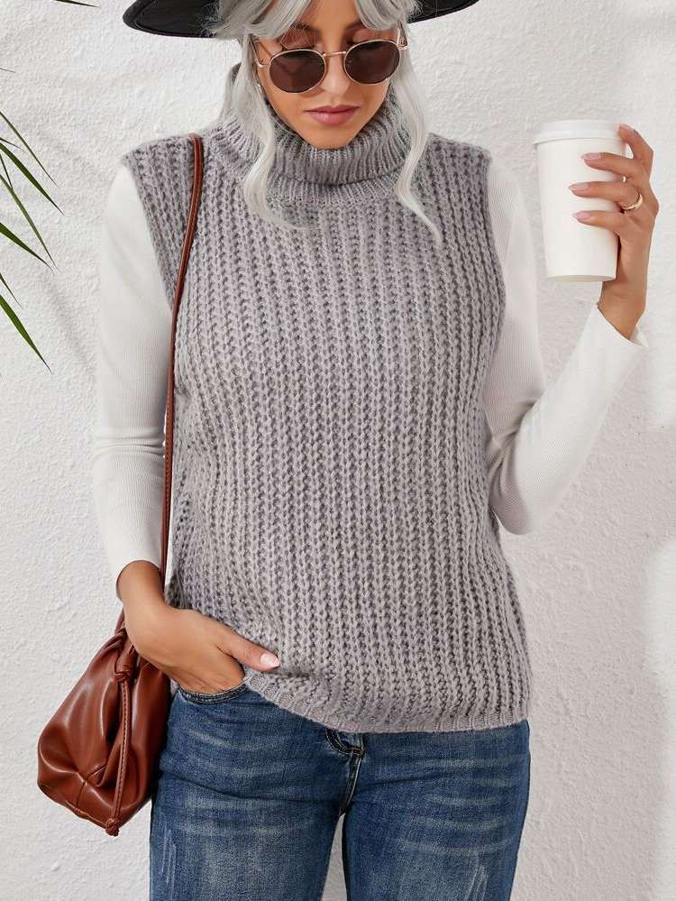  Casual Grey Women Sweater Vests 6667