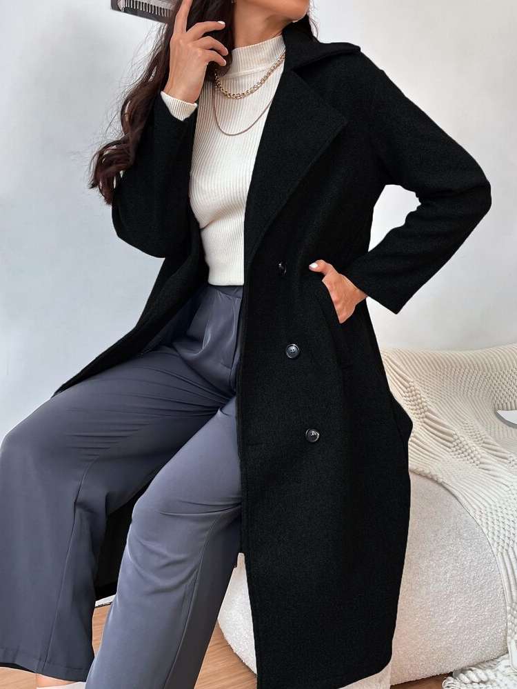  Plain Lapel Women Overcoats 756