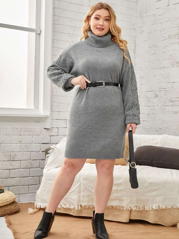  Regular Fit Short Plus Size Sweater Dresses 6076