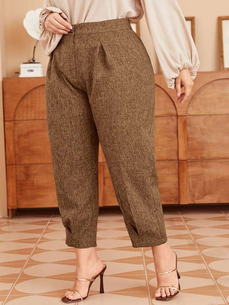 Elegant Regular Fit Button Plus Size Bottoms 7426