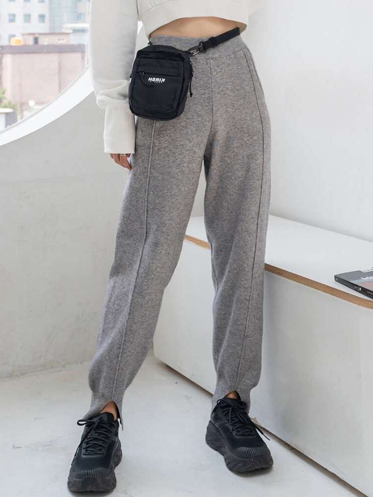  Long Split Women Sweater Pants 8202