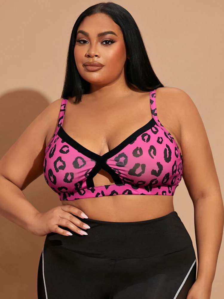  Hot Pink Sleeveless Plus Size Sports Bras 5694