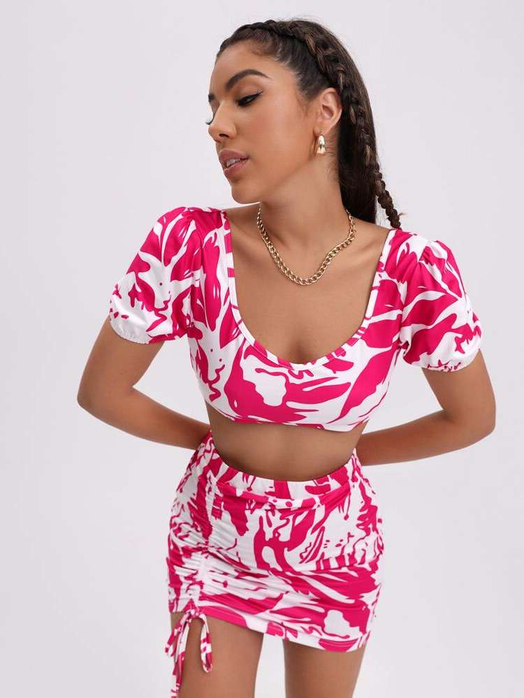 Scoop Neck Hot Pink Casual Women Clothing 7625