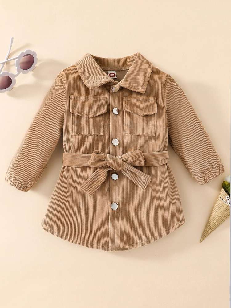  Casual Collar Belted Baby Clothing 6990