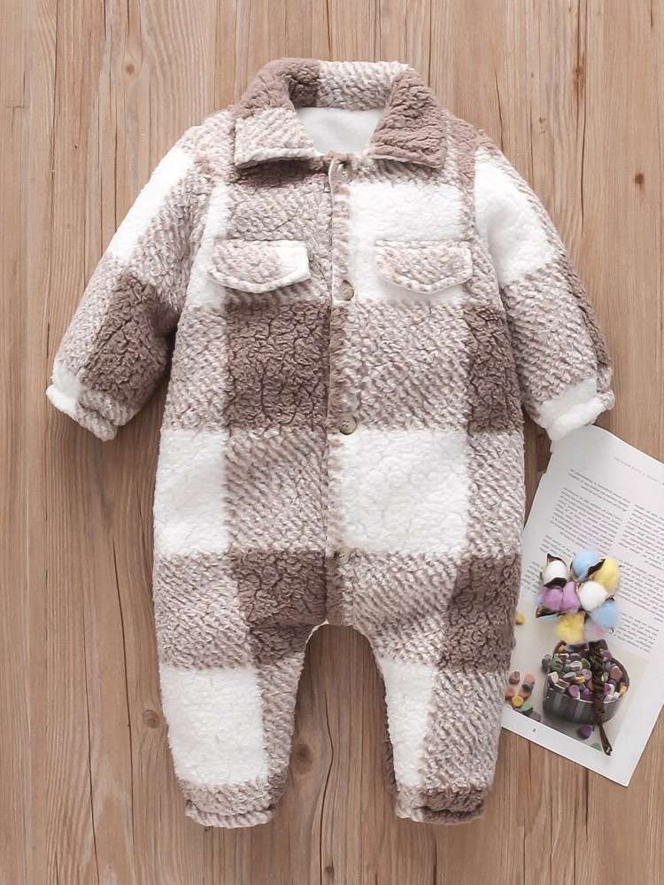 Long Sleeve Casual Gingham Baby Clothing 330