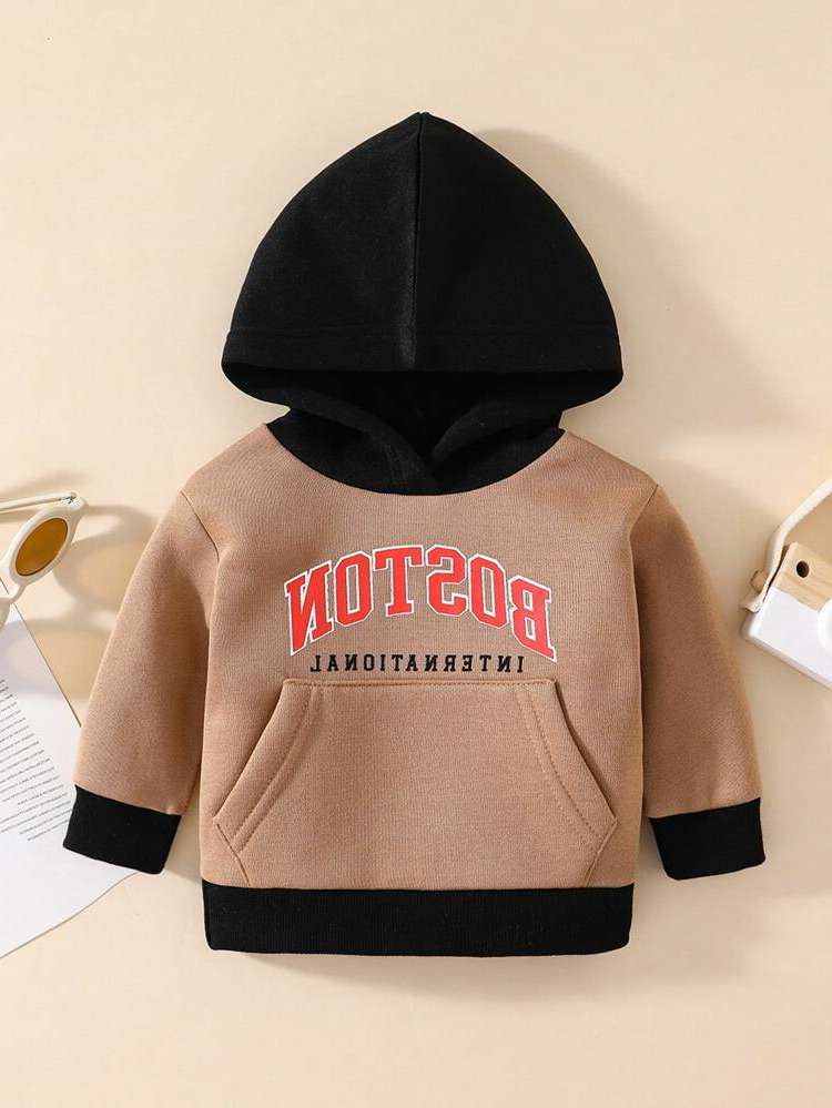 Hooded Casual Regular Pocket Baby  Mom 4562