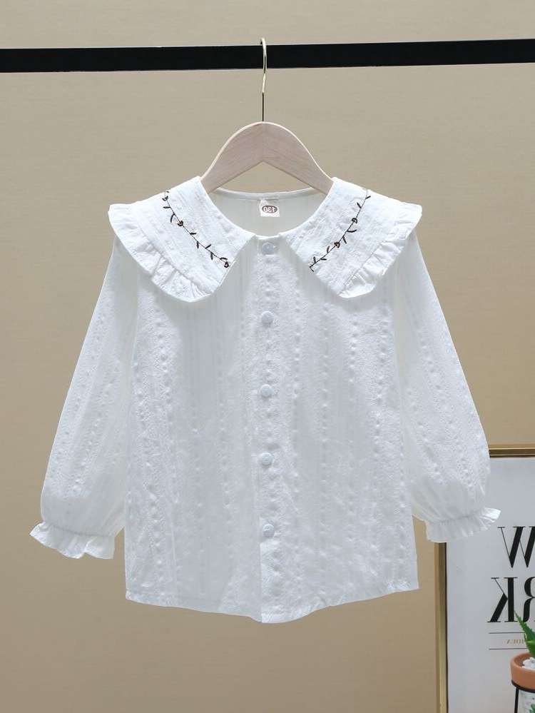 Cute Plants Embroidery Girls Blouses 6788