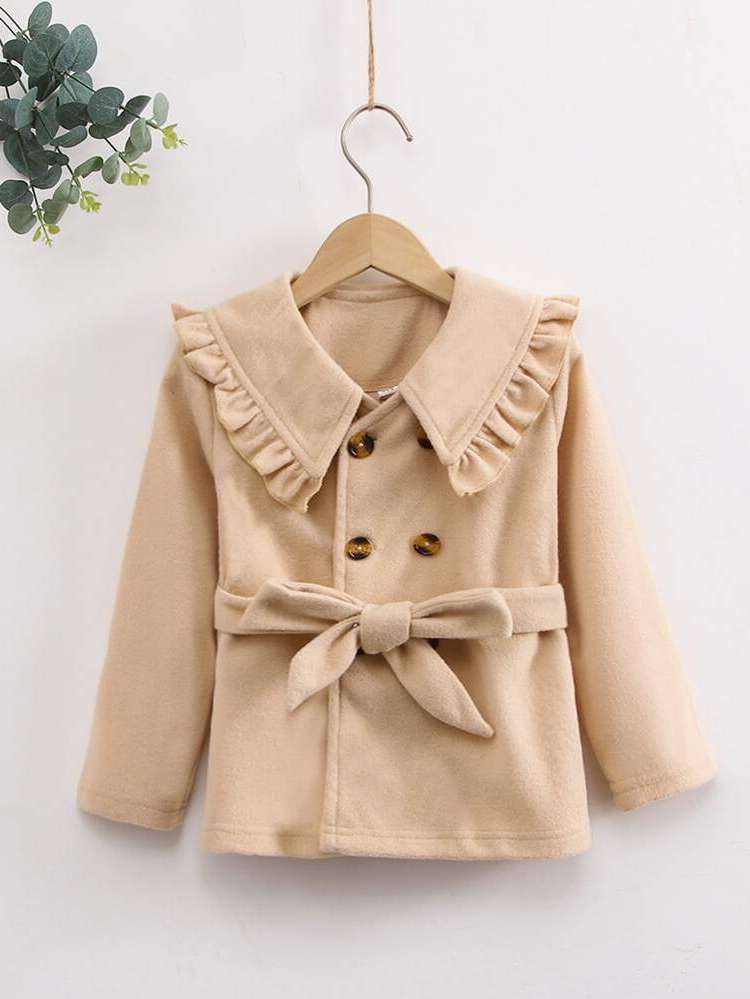 Khaki Short Long Sleeve Girls Coats 8285