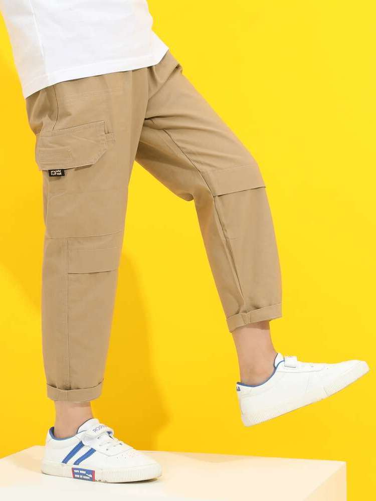 Regular Fit Letter Khaki Boys Bottoms 8454