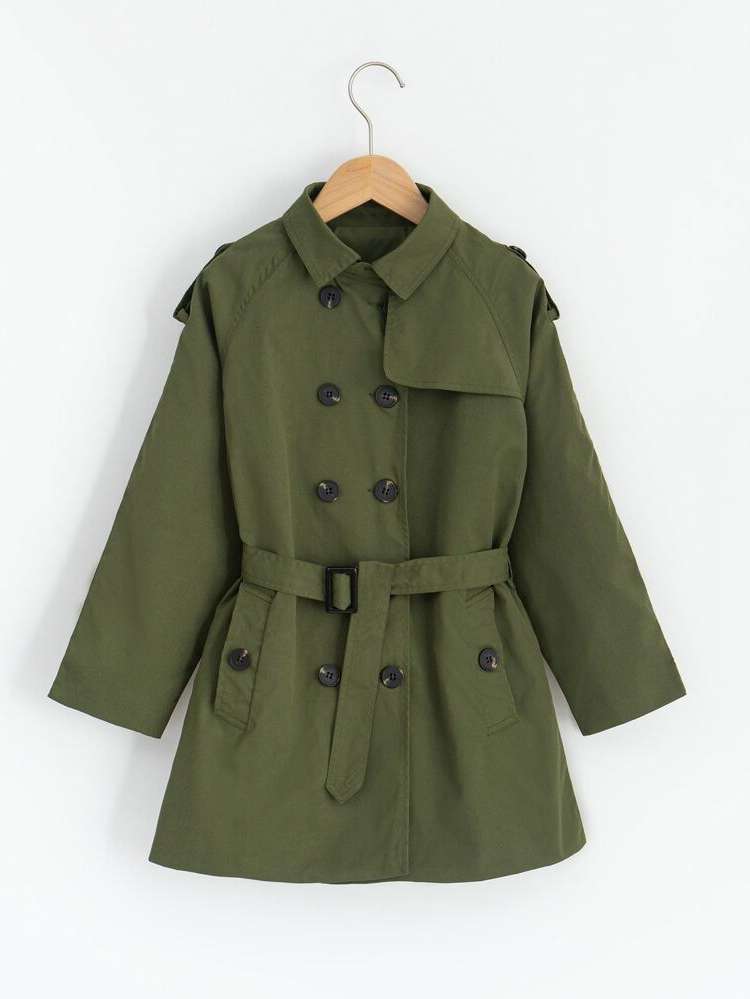 Casual Collar Khaki Girls Outerwear 3775