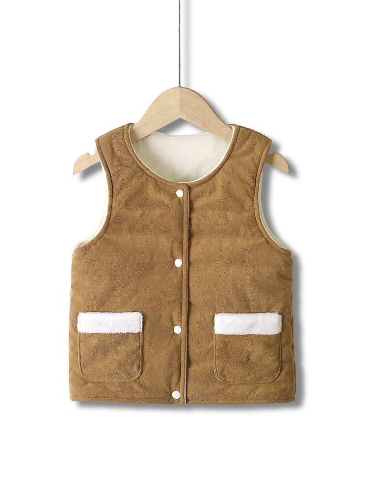 Colorblock Round Neck Khaki Toddler Boys Clothing 3613