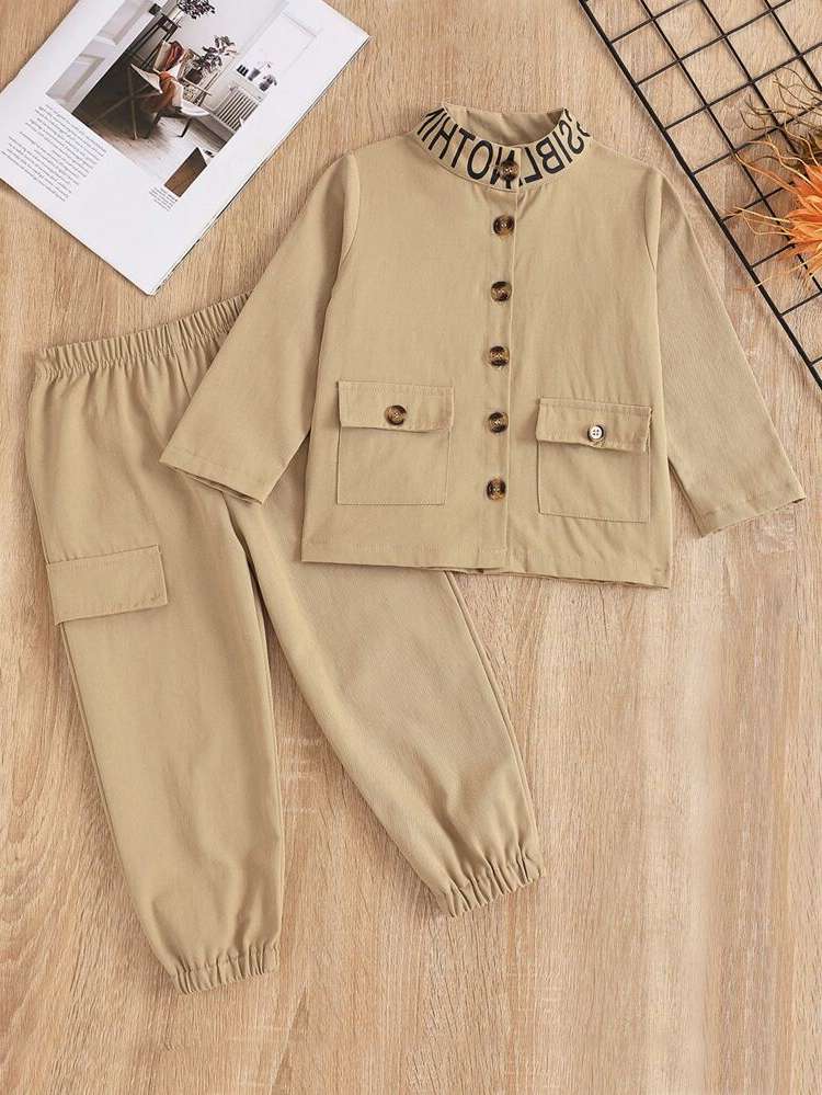 Stand Collar Long Sleeve Regular Fit Kids Clothing 9860