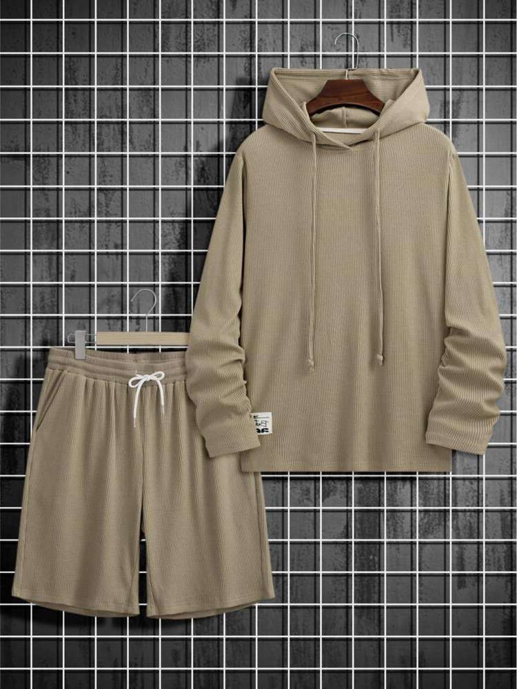  Khaki Hooded Plain Men Clothing 6115