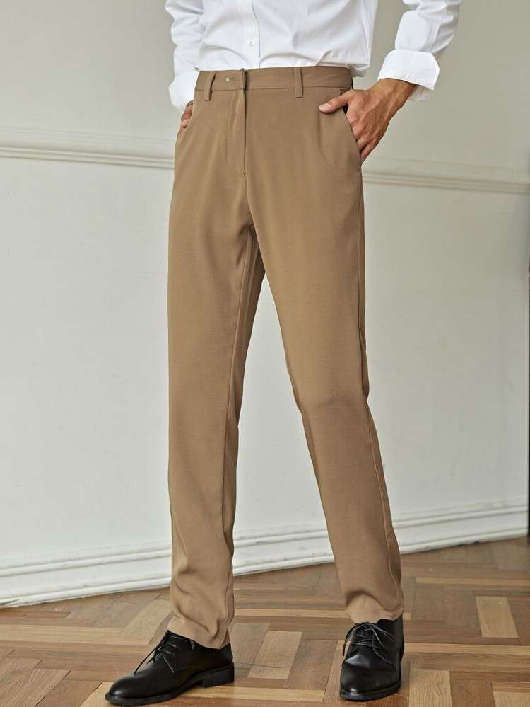 Button Long Plain Men Suit Pants 437