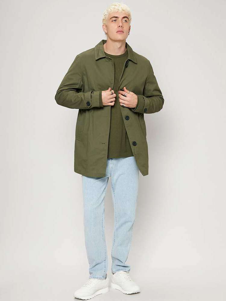 Casual Khaki Plain Men Clothing 5571