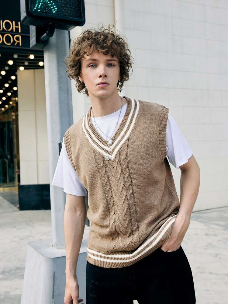  Preppy Sleeveless Regular Fit Men Knitwear 2869