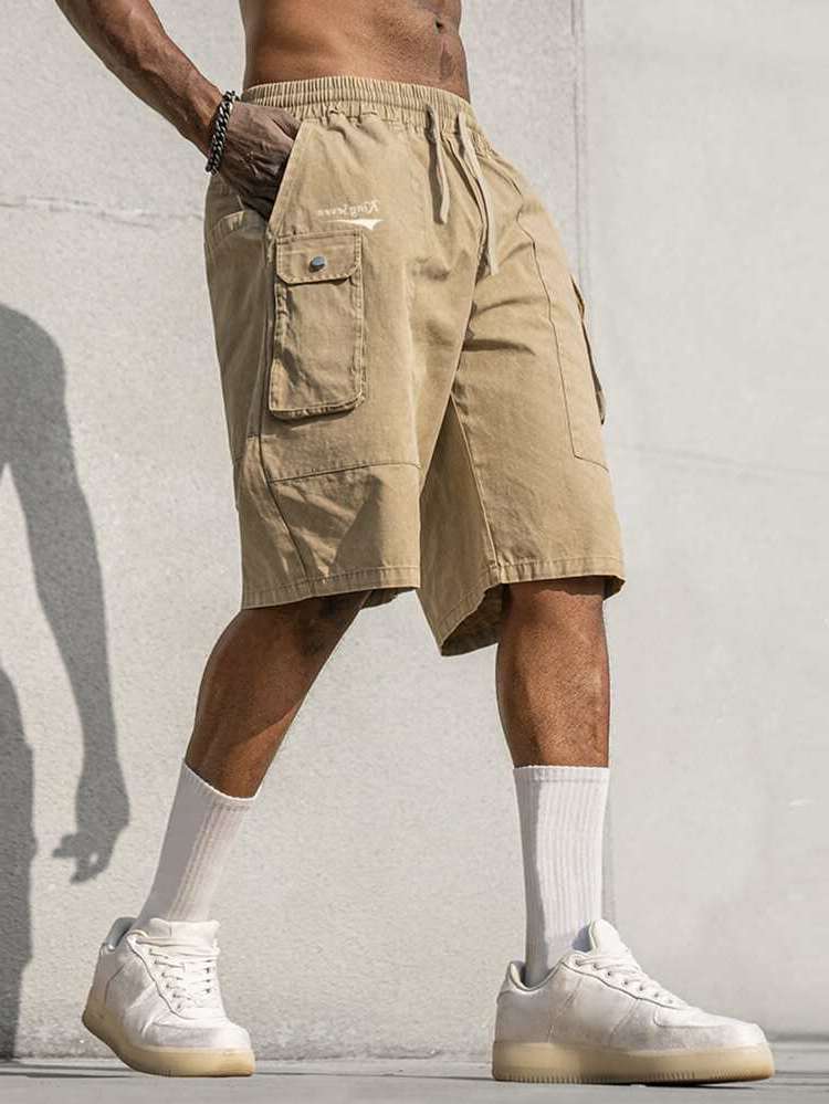 Loose Casual Letter Khaki Men Shorts 4303