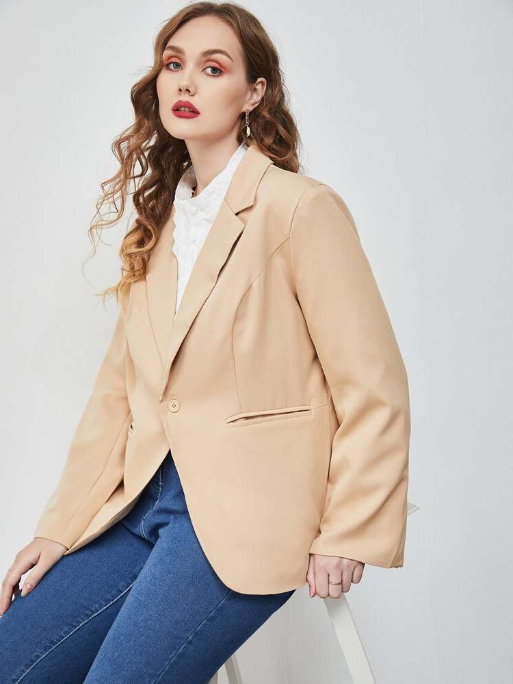 Long Sleeve Regular Lapel Women Plus Clothing 7494