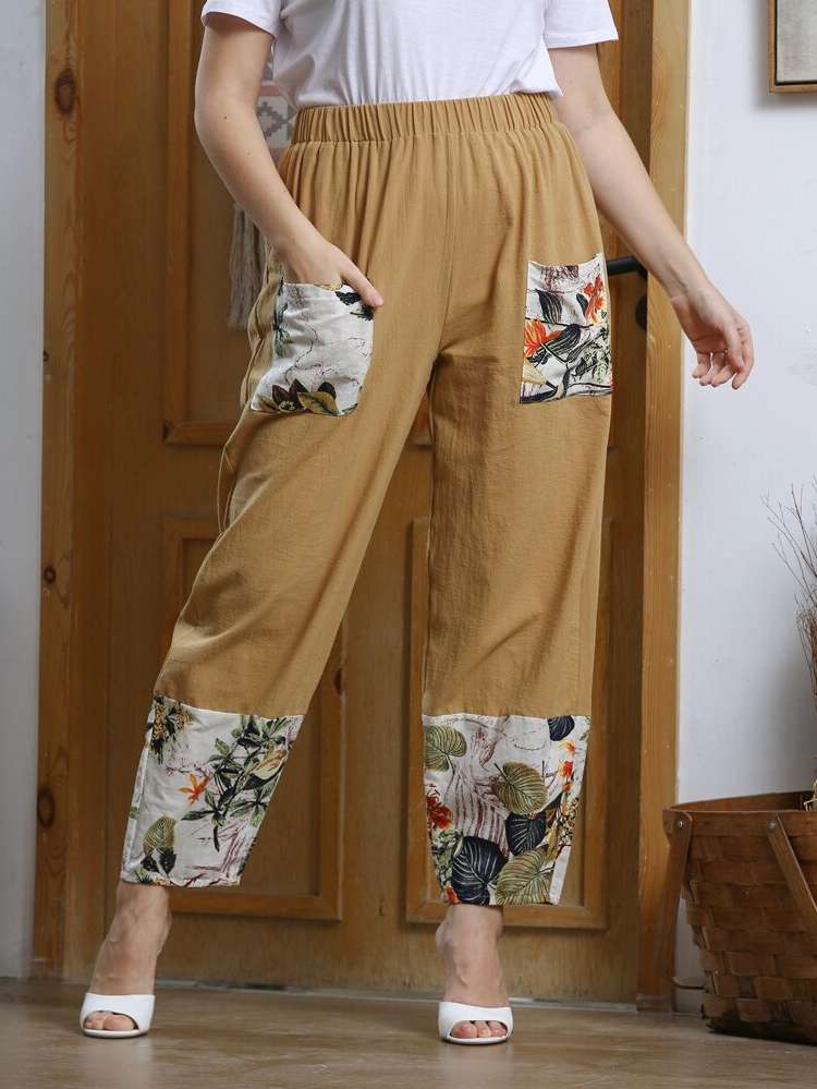 Regular Fit Long Pocket Floral Women Plus Clothing 5029