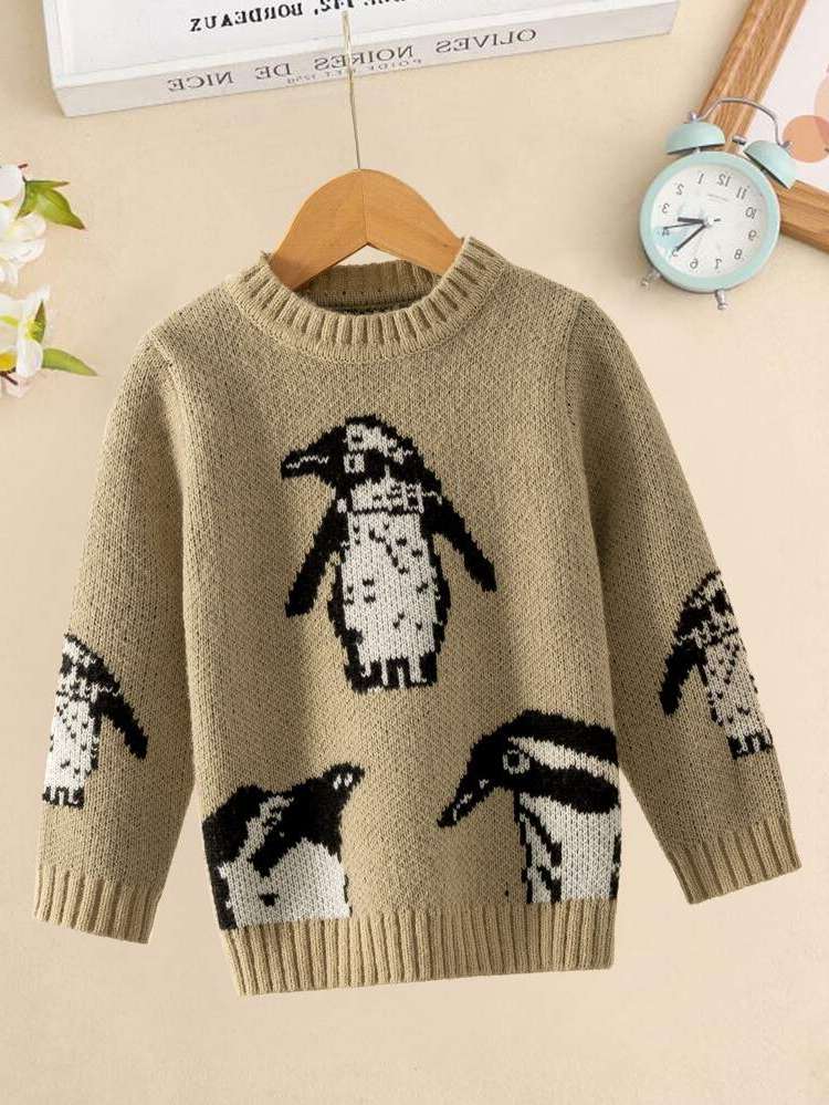 Long Sleeve Stand Collar Regular Fit Toddler Girl Sweaters 9953