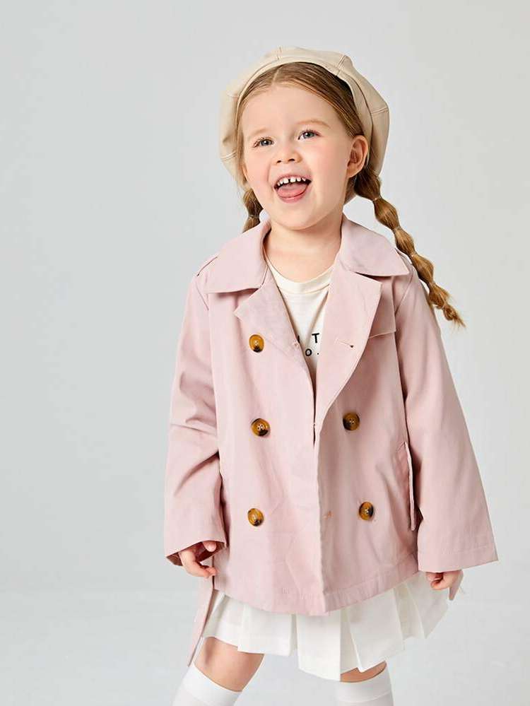 Dressy  Lapel Toddler Girl Trench Coats 3388