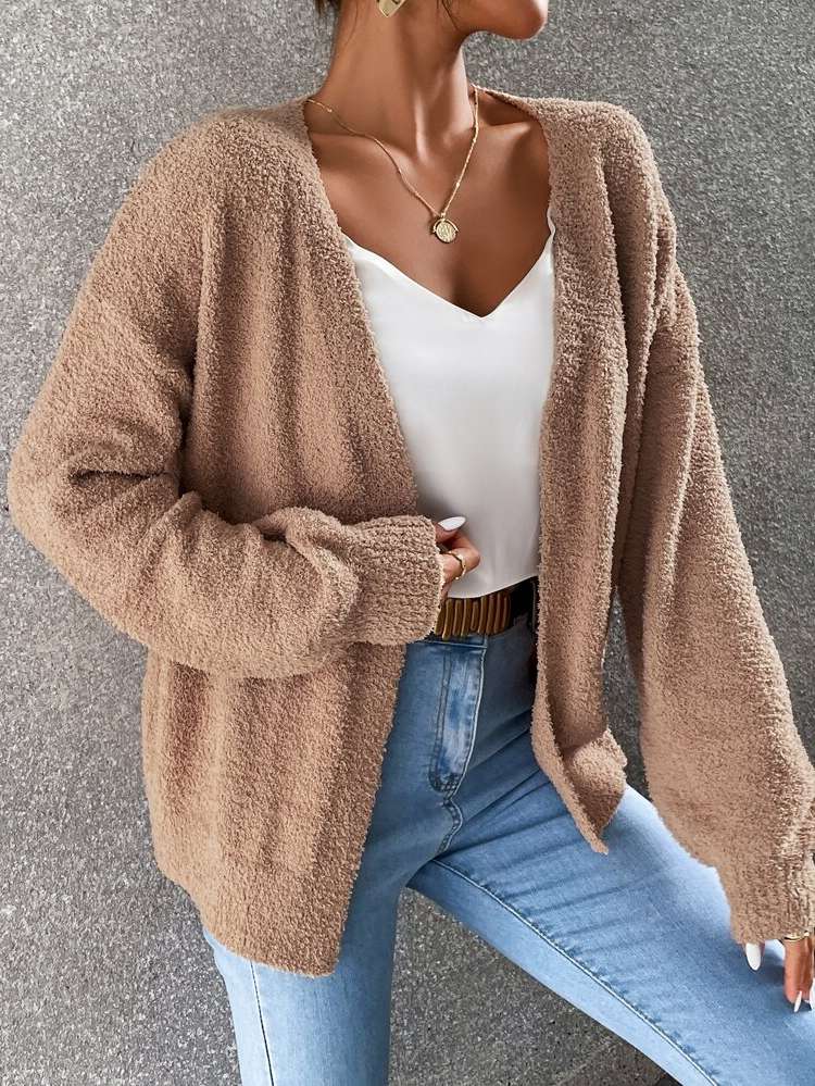 Casual Plain V neck Women Knitwear 544