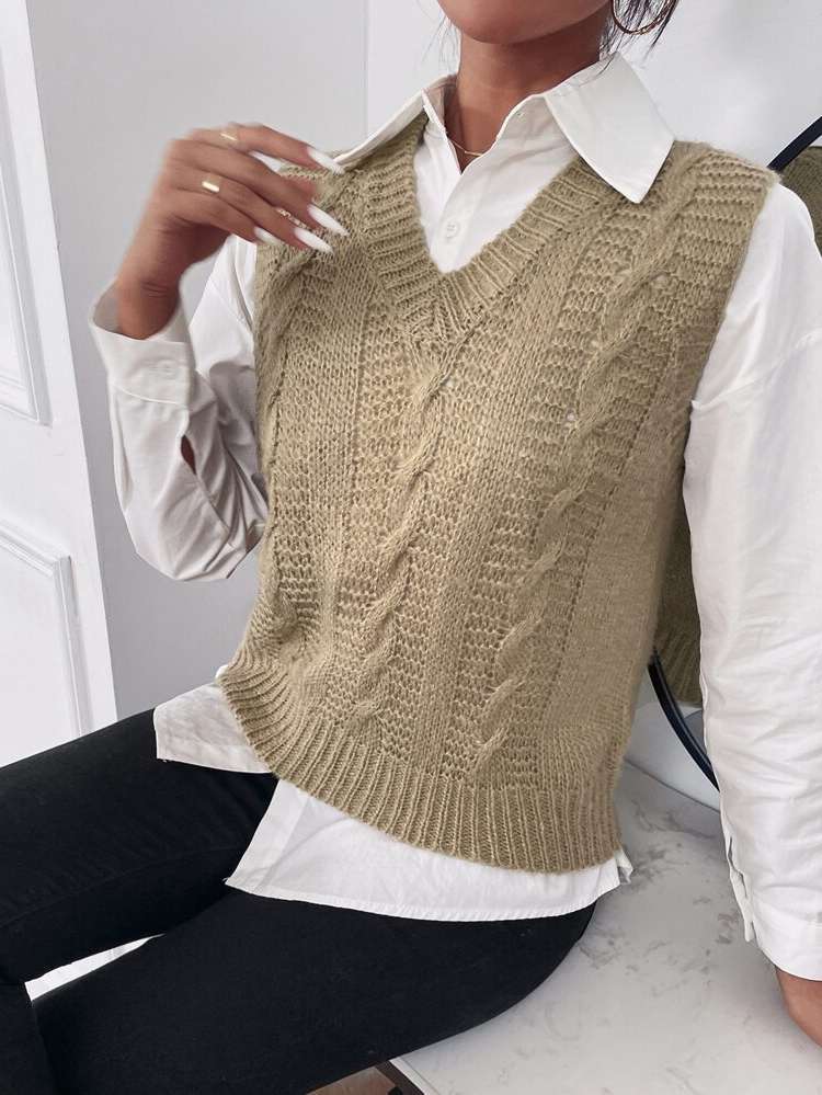  Regular Fit Plain Women Sweater Vests 86