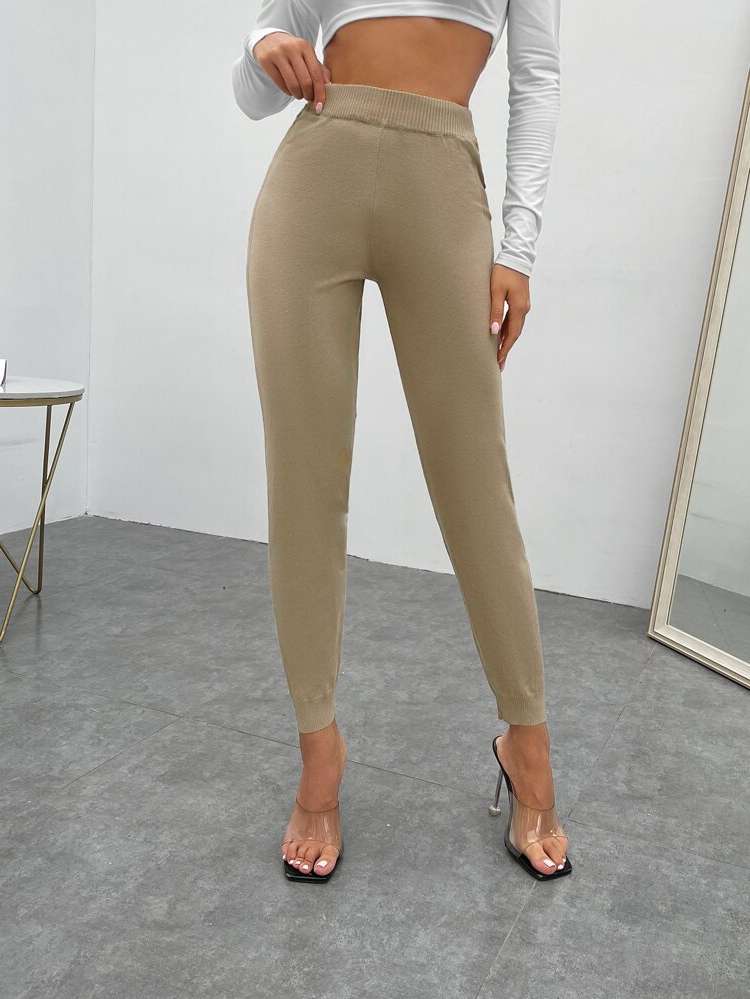  Cropped Khaki Casual Women Clothing 3479