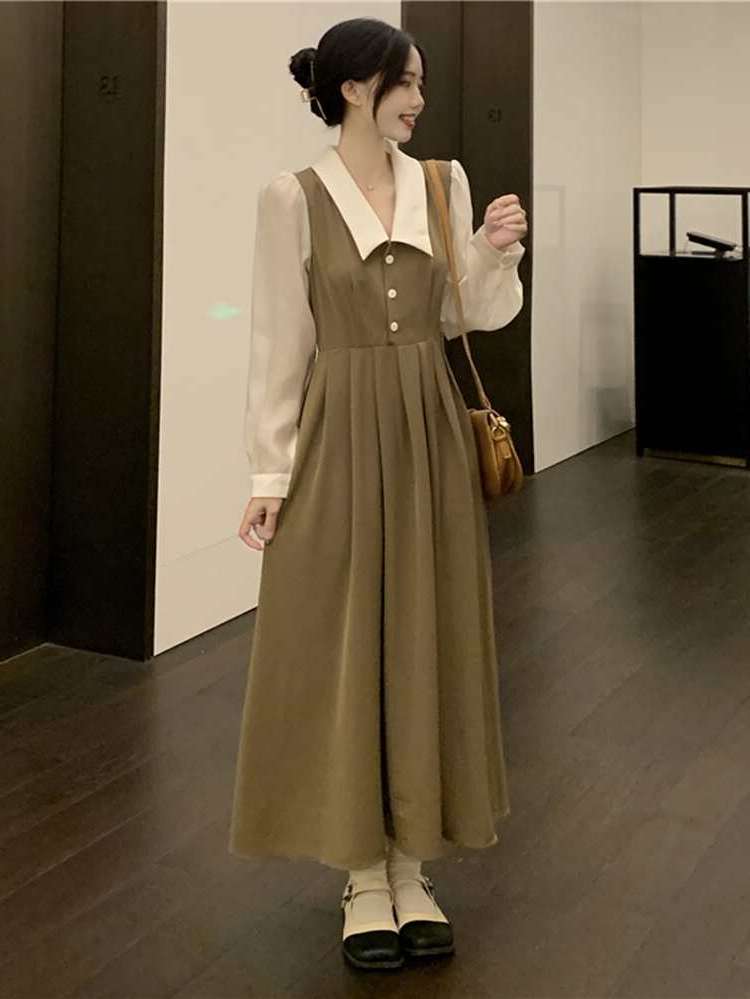 Elegant Contrast Collar Long Sleeve Regular Fit Women Clothing 7547