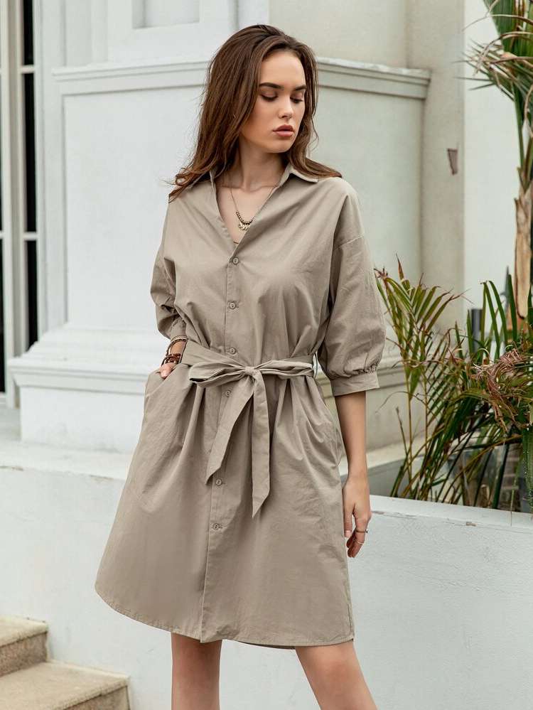  Three Quarter Length Sleeve Short Regular Fit Women Clothing 4128