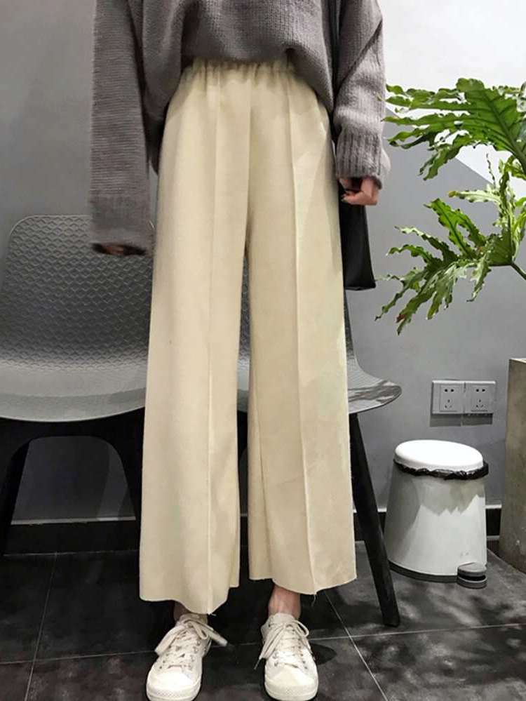  Cropped Khaki Casual Women Knitwear 5820