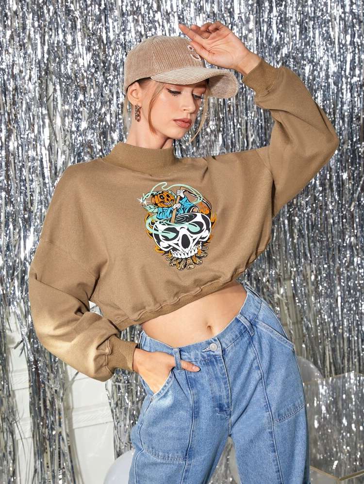 Regular Fit Crop Casual Khaki Women Clothing 3755