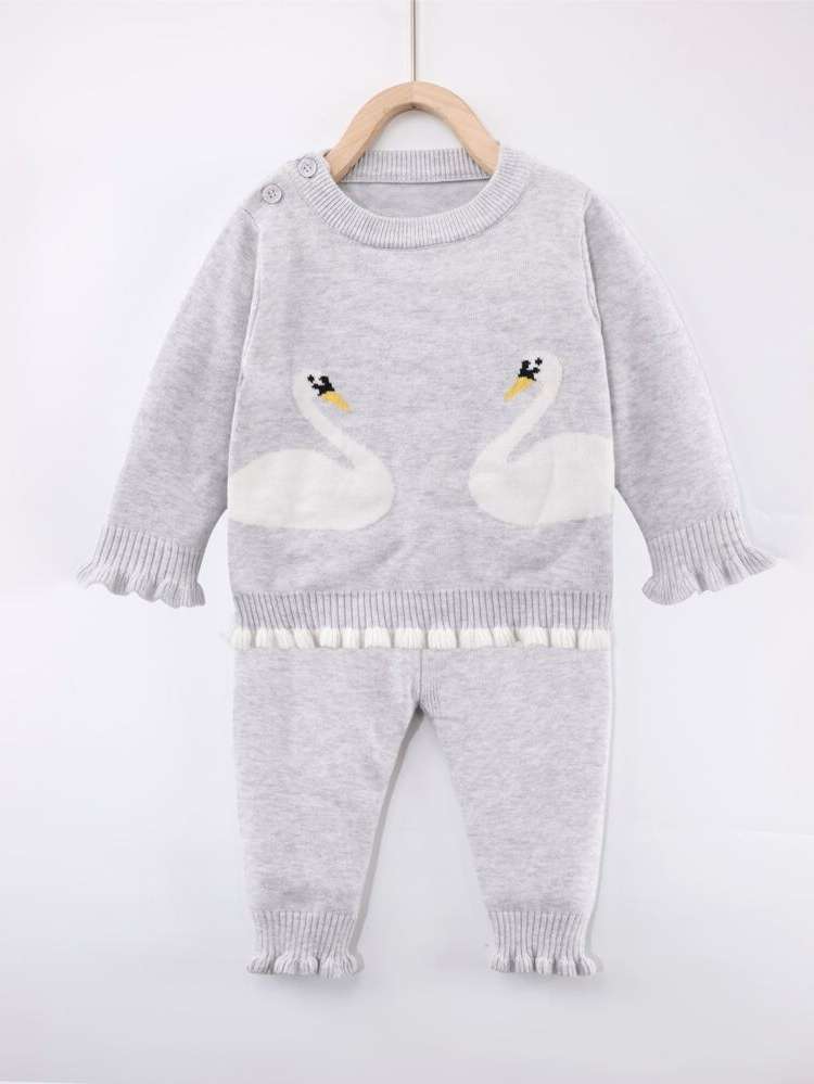 Long Sleeve Light Grey Regular Fit Baby Knitwear 2019