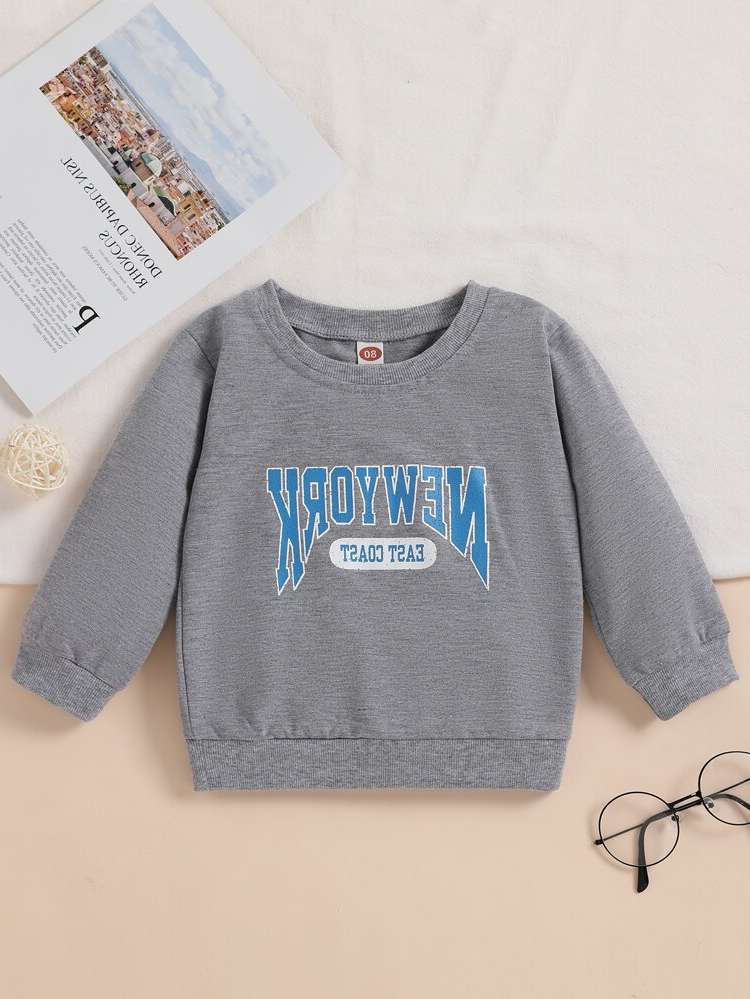  Letter Casual Light Grey Baby Sweatshirts 7745