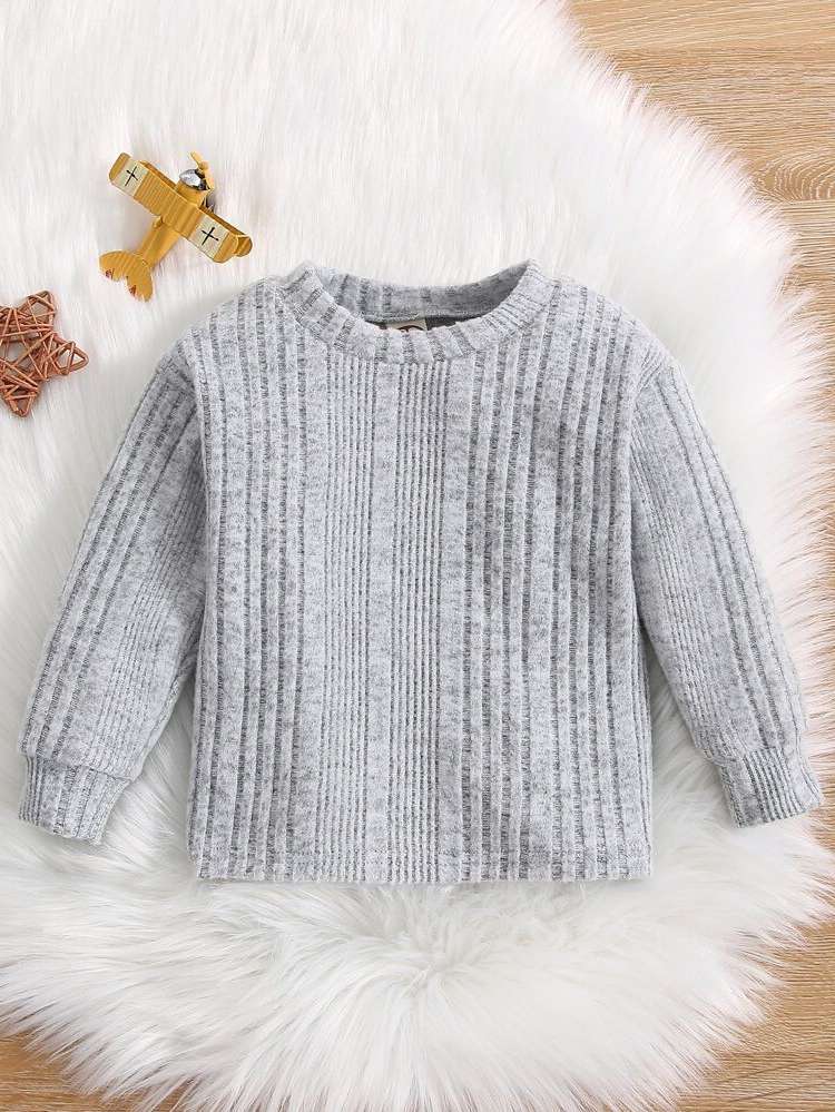  Rib-Knit Round Neck Baby Clothing 5443