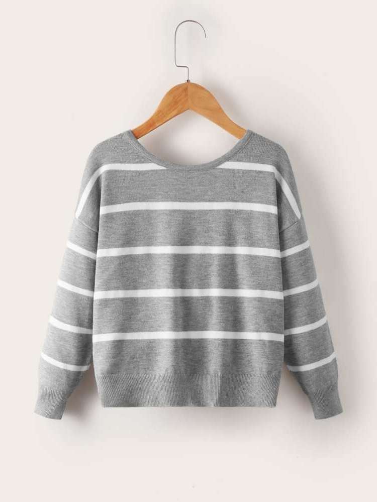  Twist Round Neck Light Grey Girls Clothing 1426