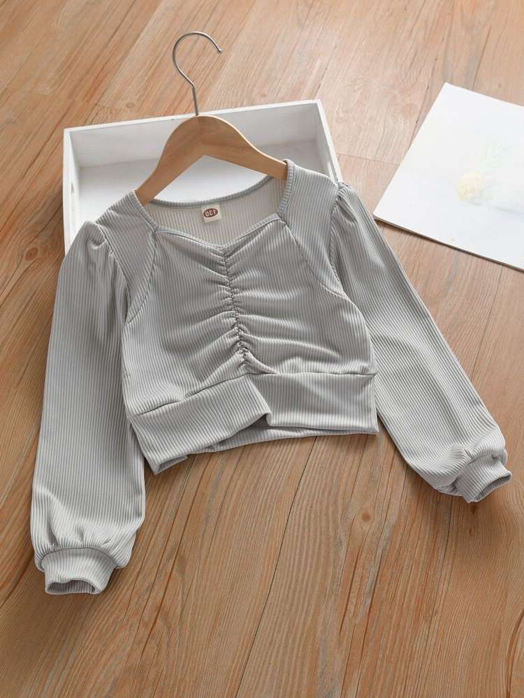 Light Grey Casual Plain Girls Clothing 506