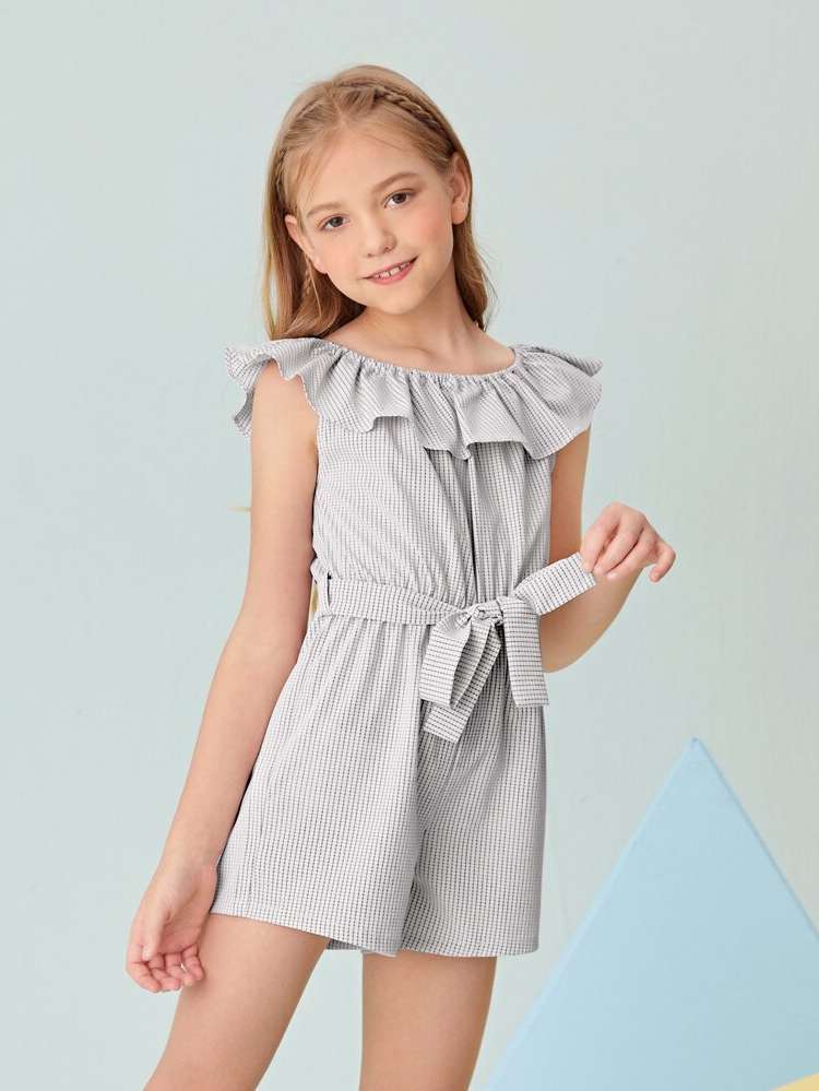  Regular Fit Light Grey Girls Jumpsuits 2528