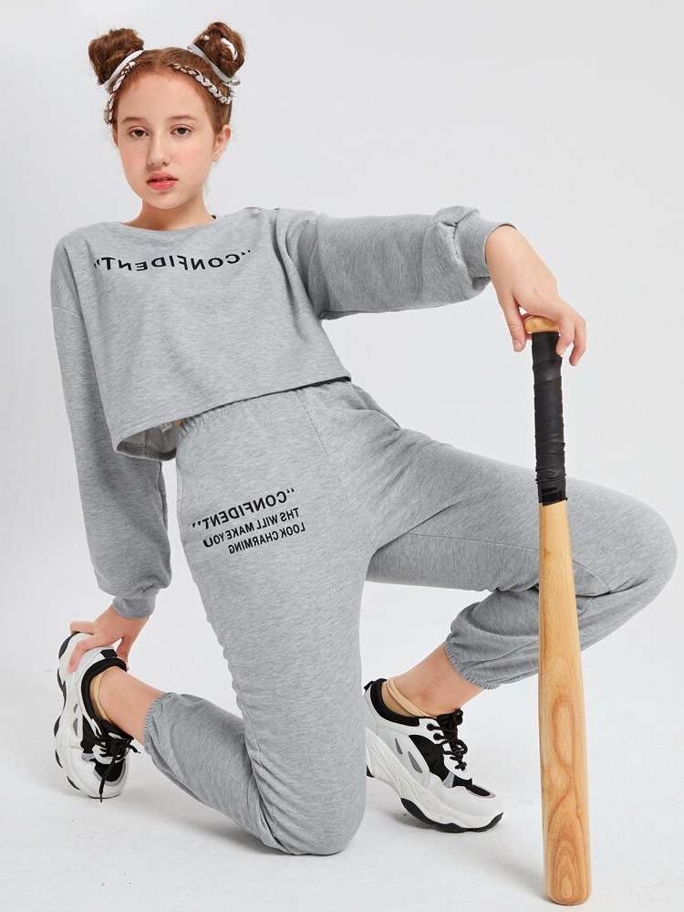  Sporty Slogan Girls Clothing 5835