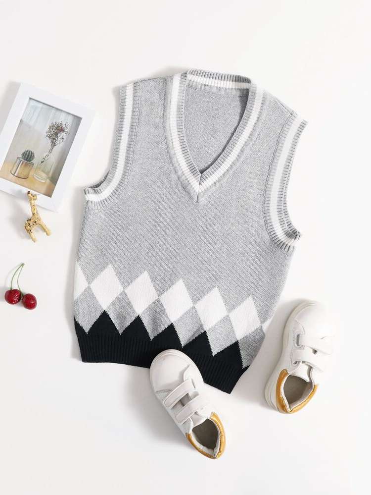  Sleeveless V neck Regular Toddler Girls Knitwear 5164