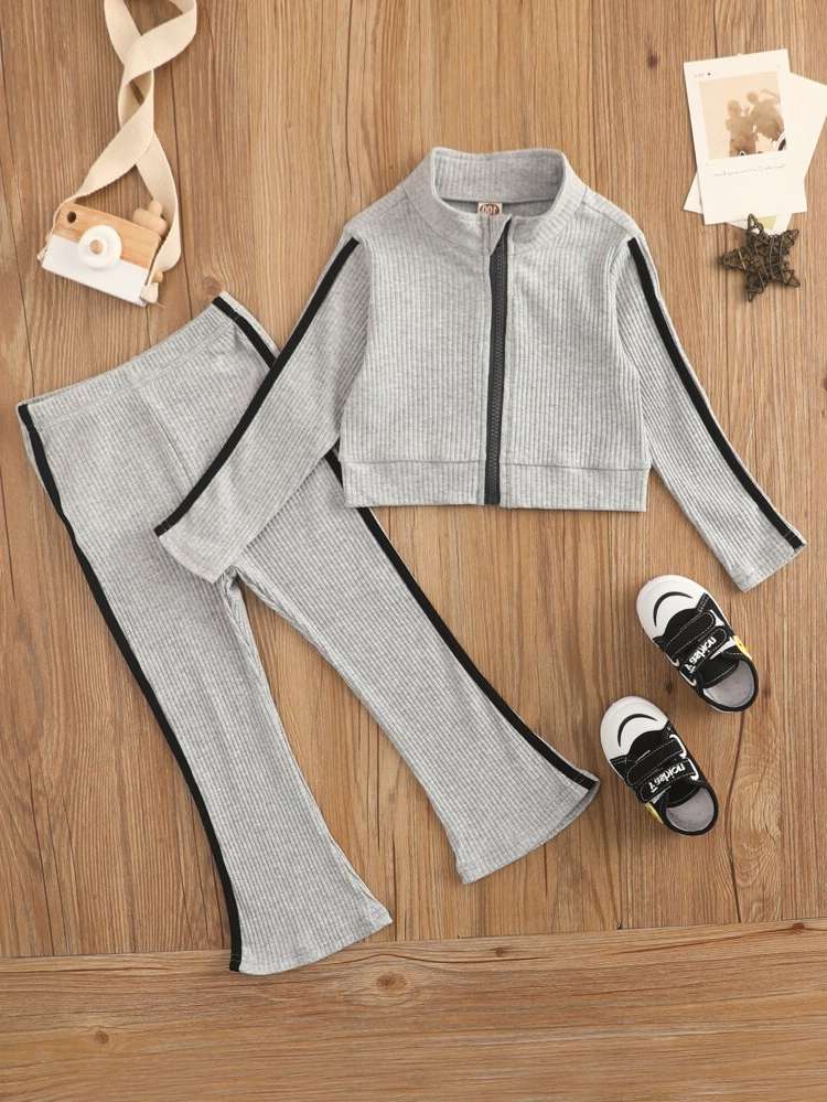 Light Grey Letter Regular Fit Kids Clothing 180