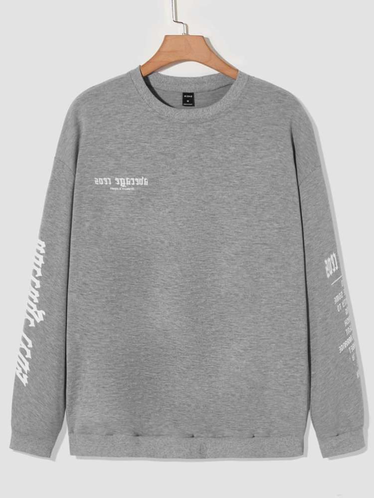  Street Round Neck Light Grey Men Hoodies  Sweatshirts 987