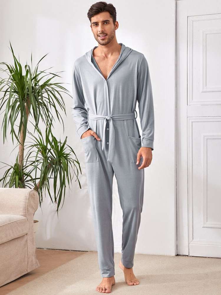 Plain  Belted Men Underwear  Loungewear 7684