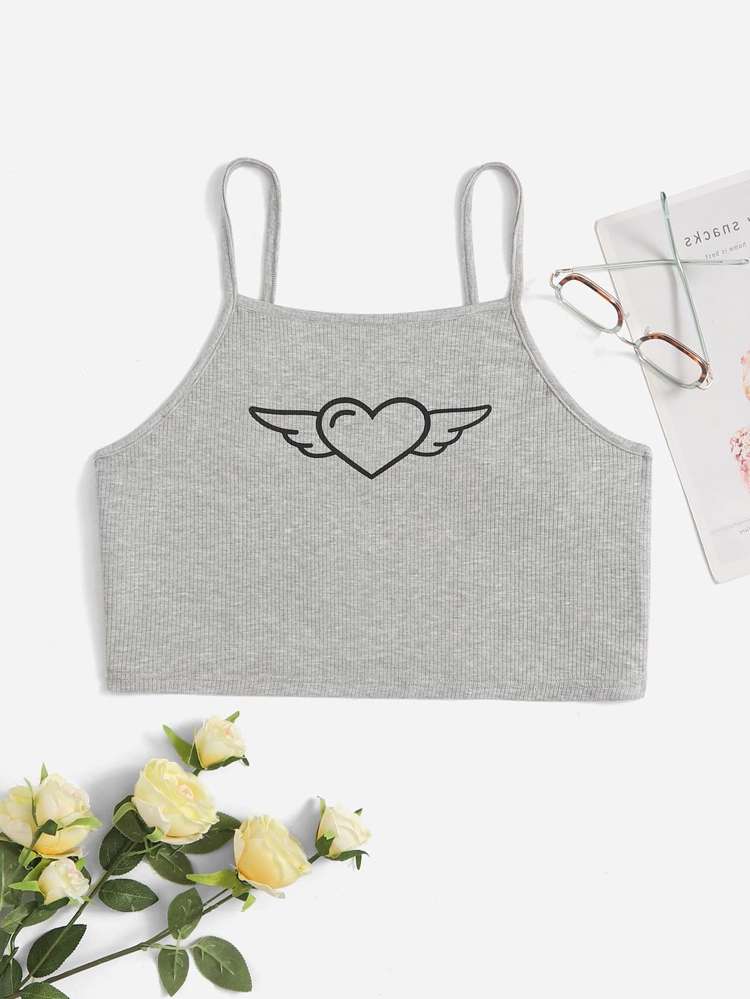 Light Grey Heart  Plus Size Sleep Tops 7303