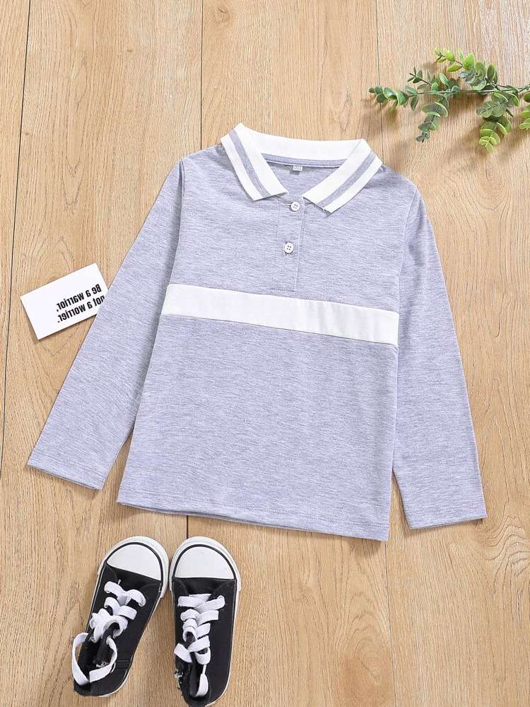 Regular Fit Casual Long Sleeve Toddler Boy Polo Shirts 1937