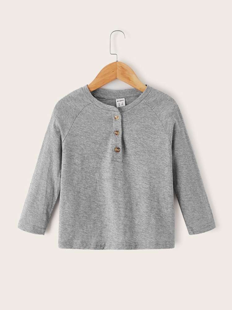 Light Grey Casual Plain Button Front Toddler Boys Clothing 8734