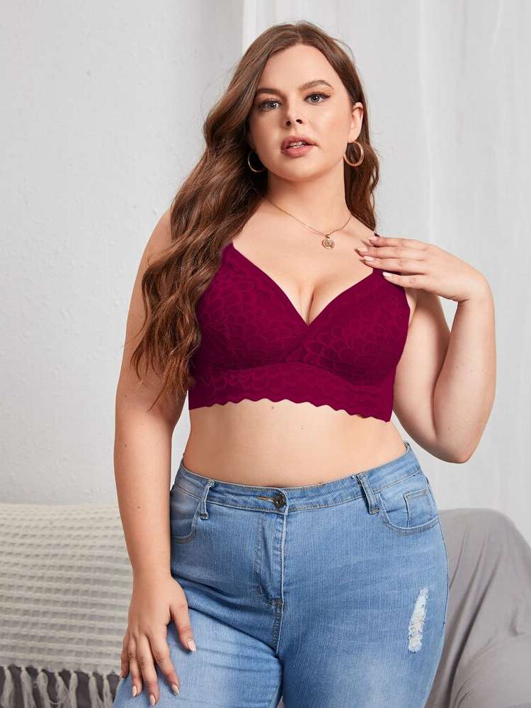  Contrast Lace  Plus Size Bras  Bralettes 3479