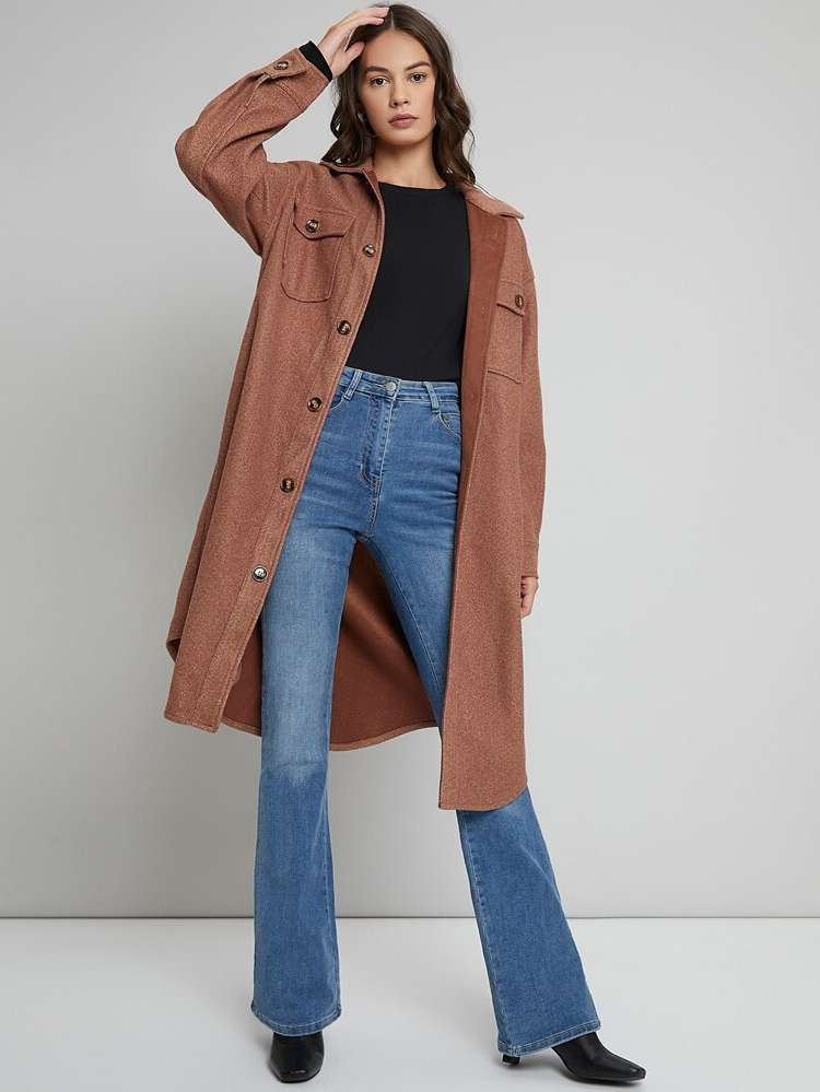 Plain Oversized Casual Women Outerwear 672