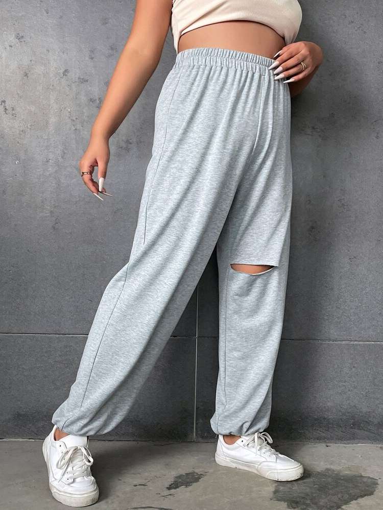  Light Grey  Plus Size Sweatpants 5820